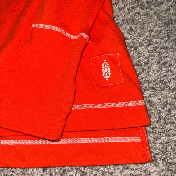 FP Movement by Free People Bright Orange Long Sleeve Pullover with White Stripes - Picture 2 of 4